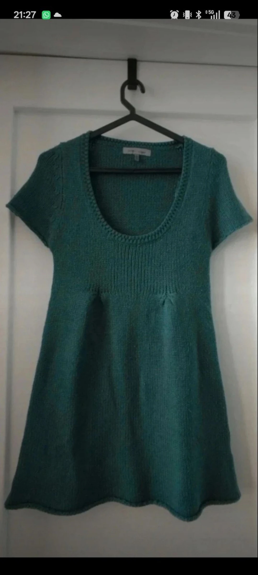 Vestido malha verde azulado teal / Vestido punto verde azulado / Robe maille vert bleu